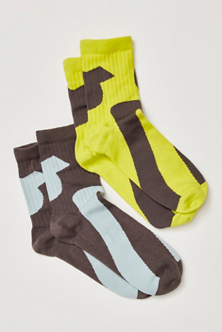 On Liquid Logo High Socks Pack at Free People in Lime/Eclipse, Size: Small