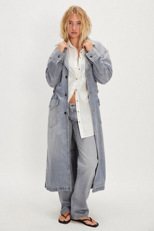 Wrangler Denim Trench Jacket at Free People in Blue, Size: M