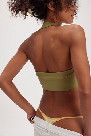 Margot Seamless Halter By Intimately At Free People In Mosstone, Size: M/L