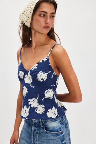 Susie Printed Top par Free People en Combo Marine, pour femme taille: XL