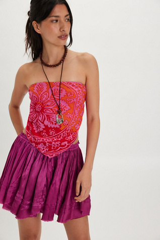FP One Third Charm Shine Mini Skirt at Free People in Red, Size: XL