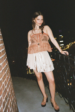 FP One Third Charm Shine Mini Skirt at Free People in Pink, Size: L