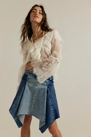 We The Free Wild River Handkerchief Skirt at Free People in Medium Wash, Size: 29