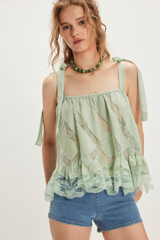 Hannah Tie Top at Free People in Aqua Foam, Size: Medium