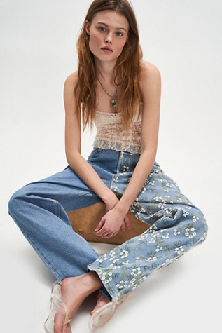 Fanfare Daisy Embroidery Jeans