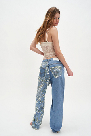 Fanfare Daisy Embroidery Jeans