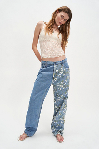 Fanfare Daisy Embroidery Jeans