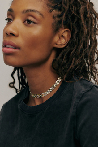 Pamela Love Braided Tricolor Herringbone Necklace at Free People in Gold