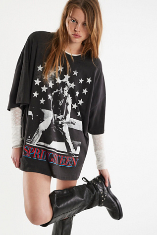 Bruce Springsteen Photo Tissue Tee by Daydreamer at Free People in Black