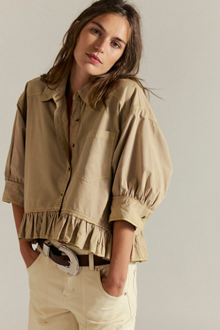 We The Free Bailey Solid Shirt at Free People in Brown, Size: XS