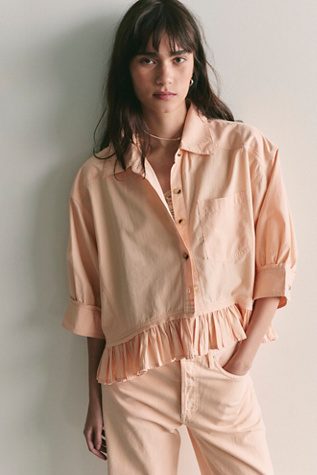 We The Free Bailey Solid Shirt at Free People in Pale Peach, Size: XS
