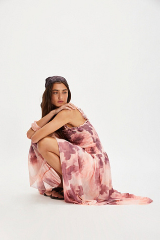 Tessa Smocked Midi Dress at Free People in Soft Combo, Size: XL