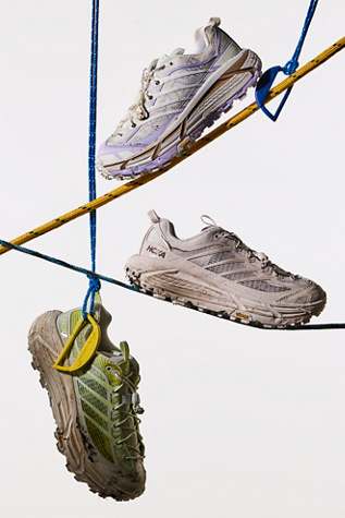 HOKA Mafate Three2 Wordmark Sneakers at FP Movement, Alabaster/Iris Flower, US 6 M