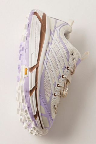 Hoka Mafate Three2 Wordmark Sneakers by HOKA at FP Movement, Alabaster/Iris Flower, US 6 M