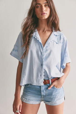 We The Free Cali Cuffed Denim Shorties at Free People in Light Wash, Size: 32