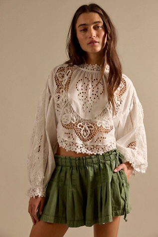 We The Free Croquet Shorties at Free People in Drenched Jungle, Size: Medium