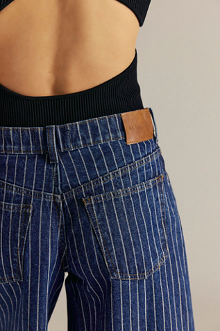 We The Free High Top Pinstripe Culottes at Free People in Dark Wash, Size: 25