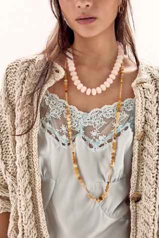 Sabina Semiprecious Stone Choker at Free People in Clear Quartz & Pink