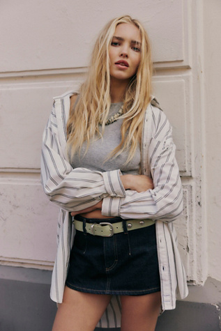 Rhodes Suede Belt by Free People in Green, Size: S-M/P-M
