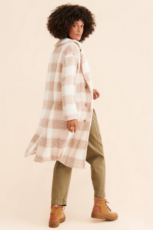 Saylor Sarina Sherpa Plaid Overcoat #1
