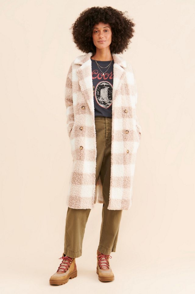 Saylor Sarina Sherpa Plaid Overcoat #3