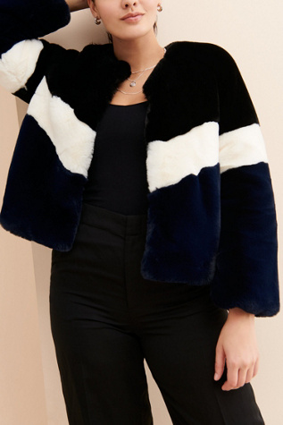 Apparis Color Block Faux-Fur Jacket