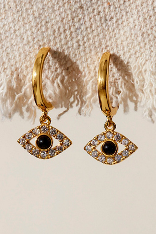 TCB Evil Eye Earrings by The Crystal Boutique at Free People in Black