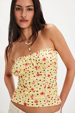 Scottie Printed Tube Top at Free People in Yellow, Size: S