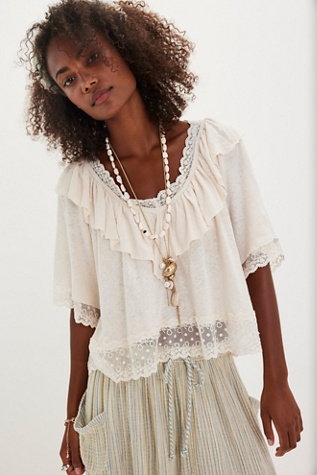 Lulu Knit Top by Free People in White, Size: M