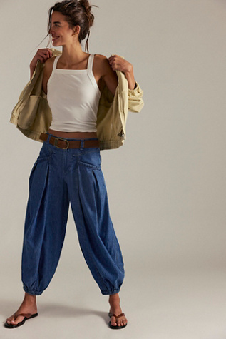 We The Free Palm Royale Balloon Jeans at Free People in Dark Wash, Size: 25