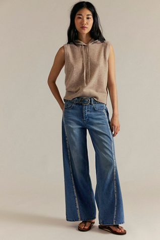 We The Free On The Edge Selvedge Wide-Leg Jeans at Free People in Medium Wash, Size: 28