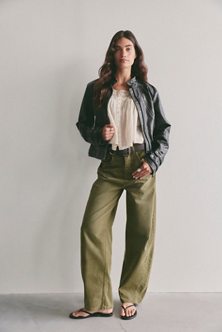 We The Free Truro Baggy Puddle Jeans at Free People in Green, Size: 28