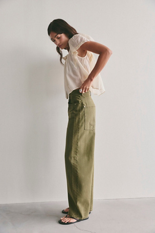 We The Free Truro Baggy Puddle Jeans at Free People in Green, Size: 28