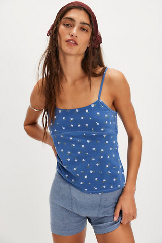 Staycation Printed Cami by Intimately at Free People in Ocean Combo, Size: XS
