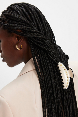 Larkin Studded Claw Clip at Free People in White & Gold