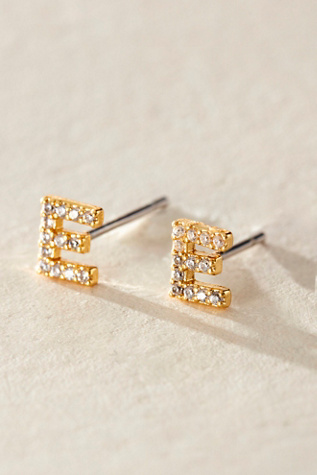 Brenda Grands Shiny Initial Stud Earrings at Free People in Gold