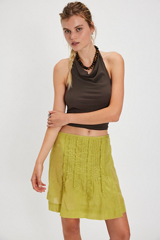 Damson Madder Glinda Ruffle Mini Skirt at Free People in Green, Size: US 4