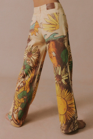 We The Free Tinsley Printed Jeans at Free People in Yellow, Size: 25