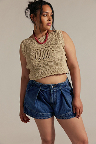CRVY Low Ryder Shorts by We The Free at Free People in Dark Wash, Size: 33