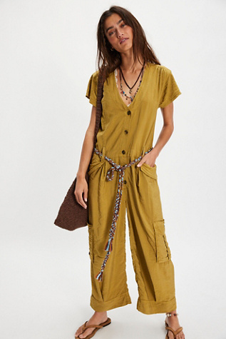 Hit The Coast Coveralls by Free People in Green, Size: M