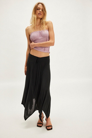 Rae Knit Cascade Skirt by Free People in Black, Size: US 4