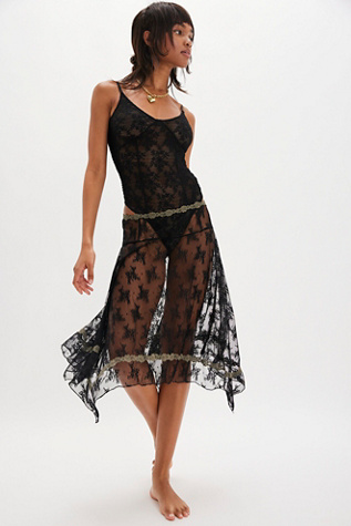 Sheer Ambition Half Slip by Intimately at Free People in Black, Size: L