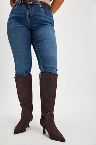 Yulia Wide Calf Kitten Heel Boots by Circus NY by Sam Edelman at Free People in Dark Chocolate, Size: US 7.5