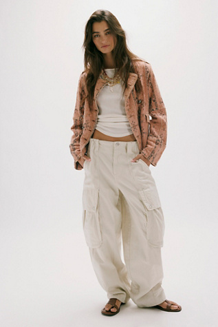 We The Free Brentwood Slouchy Cargo Trousers at Free People in Mineral Bath, Size: US 10