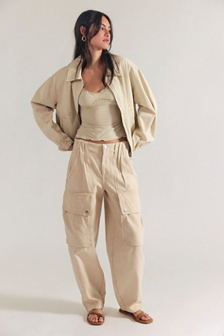 We The Free Brentwood Slouchy Cargo Pants by Free People in Tan, Size: US 10