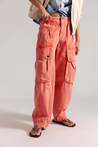 We The Free Brentwood Slouchy Cargo Pants by Free People in Orange, Size: US 0