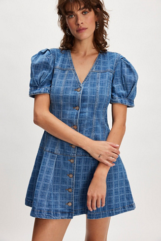Adeline Shell Mini Dress by Free People in Blue, Size: US 6