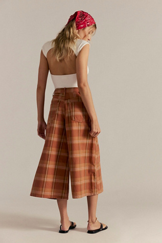 We The Free High Top Wide Crop Plaid Jeans at Free People, Size: 24