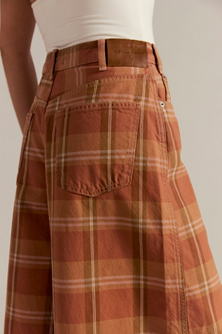 We The Free High Top Wide Crop Plaid Jeans