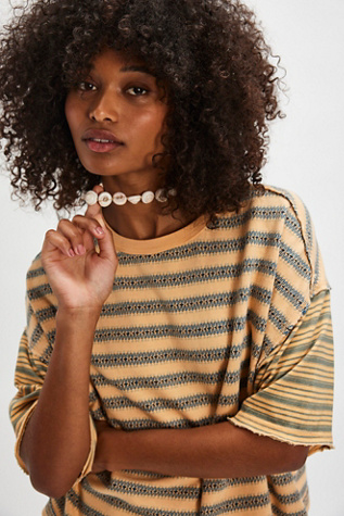 We The Free Summer Stripe Tee at Free People in Orange, Size: XS